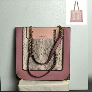 BCBGENERATION Morgan Flat Tote Handbag Snake Chain Strap